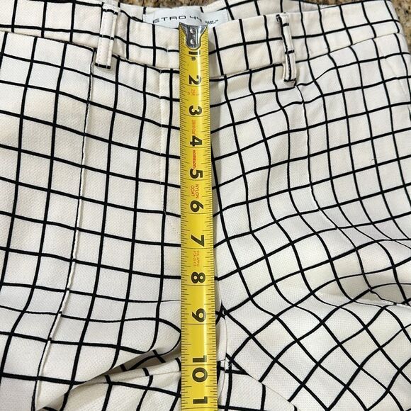 ETRO Made In Italy Cream And Black Window Check Flared Leg Pants Size 44 - Picture 10 of 13